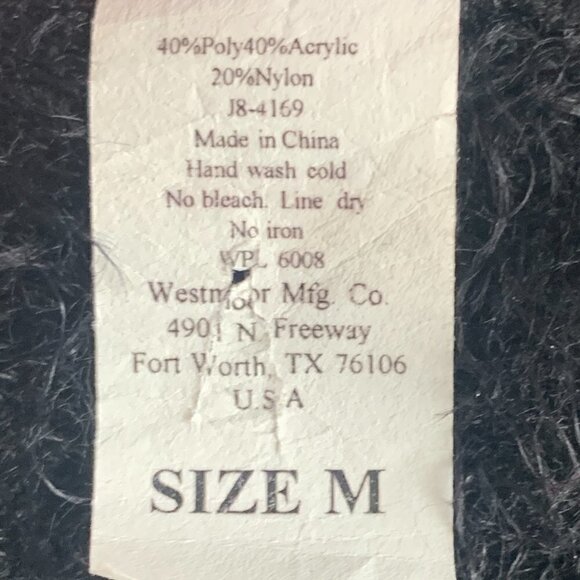 Panhandle Fuzzy Soft Southwestern Open Cardigan Sweater Sz M Black 106H - Picture 7 of 7
